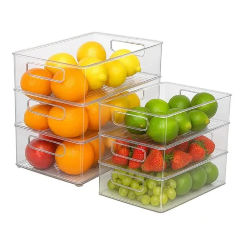Unyqoos® Transparante en stapelbare opbergboxen set voor keuken en koelkast