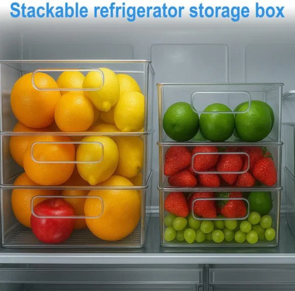P-87213236766678-20260406095744.webp Unyqoos® Transparante en stapelbare opbergboxen set voor keuken en koelkast