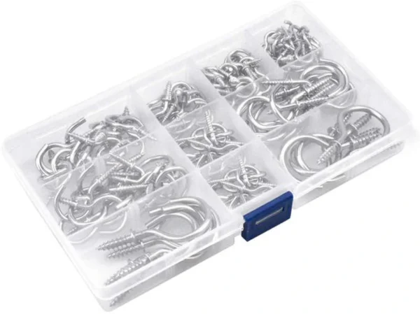 P-87213236785178-20260406121603.webp Unyqoos® Set van 120 roestvrijstalen schroefhaken voor veelzijdig gebruik binnenshuis
