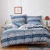 Unyqoos® Omkeerbare dekbedovertrekset in blauw-wit geometrisch patroon van microvezel 155 x 220