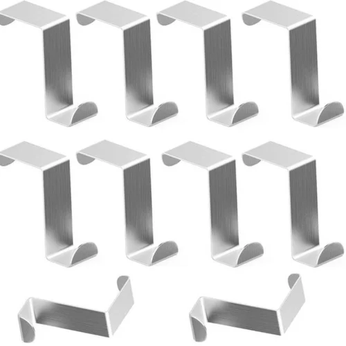 P-87213236812580-20260406121620.webp Unyqoos® Set van 10 veelzijdige roestvrijstalen deurhaken voor diverse toepassingen 6x4.5 cm