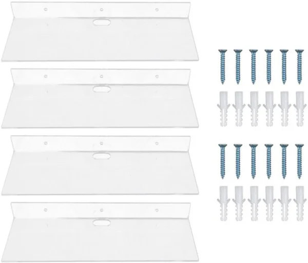 P-87213236817845-20260406082048.webp Unyqoos® Set van vier transparante acryl zwevende planken voor stijlvolle wandopslag