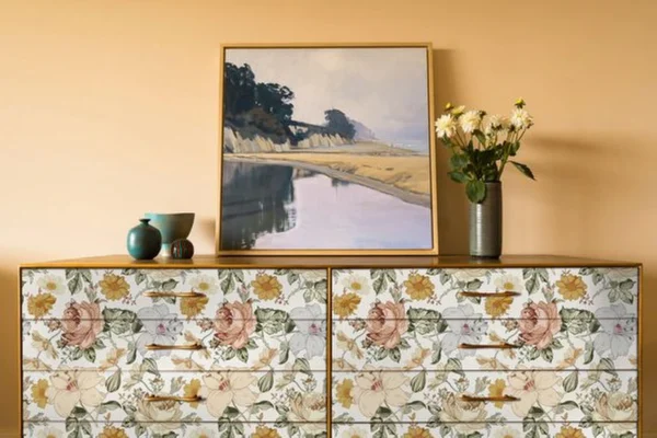 Unyqoos® Waterdicht Zelfklevend Bloemenbehang voor Stijlvolle Interieurdecoratie, 44 cm x 3 m