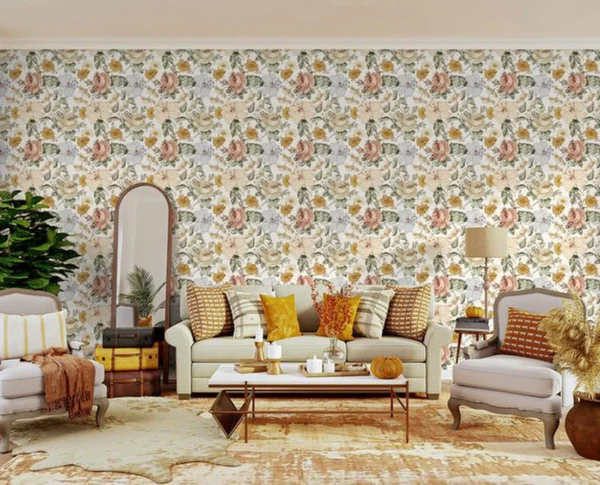 Unyqoos® Waterdicht Zelfklevend Bloemenbehang voor Stijlvolle Interieurdecoratie, 44 cm x 3 m