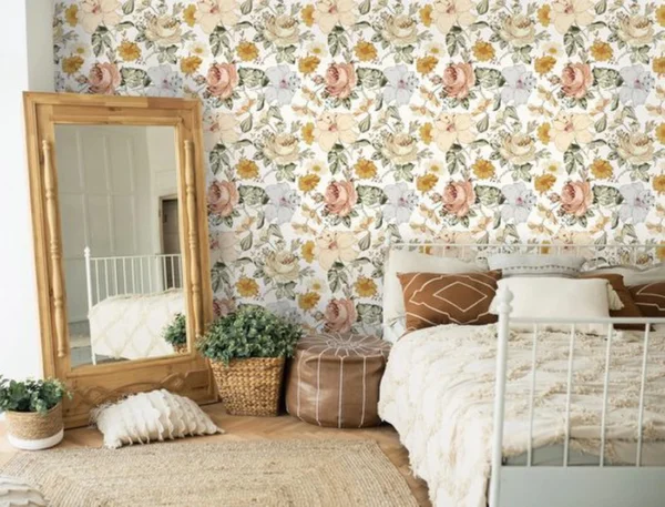 Unyqoos® Waterdicht Zelfklevend Bloemenbehang voor Stijlvolle Interieurdecoratie, 44 cm x 3 m