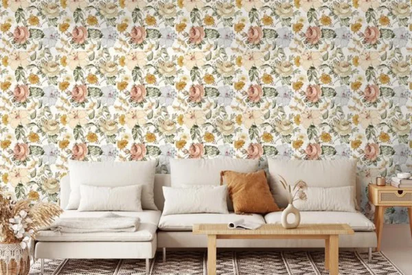 Unyqoos® Waterdicht Zelfklevend Bloemenbehang voor Stijlvolle Interieurdecoratie, 44 cm x 3 m