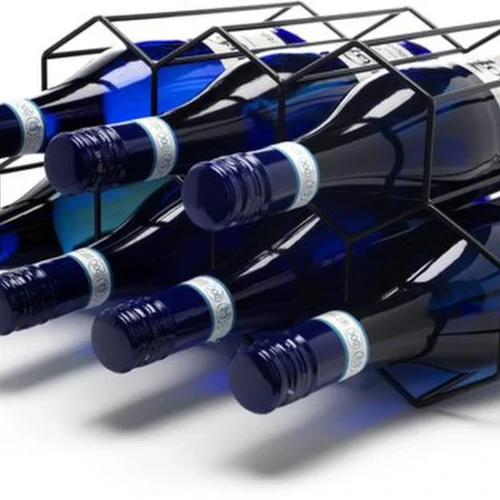 Unyqoos® Stijlvol zeshoekig wijnrek zwart voor zeven flessen in modern design