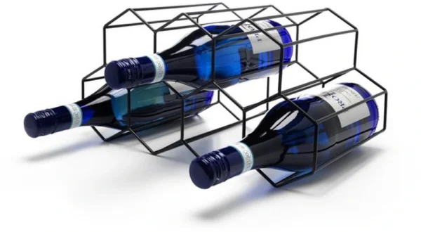 Unyqoos® Stijlvol zeshoekig wijnrek zwart voor zeven flessen in modern design