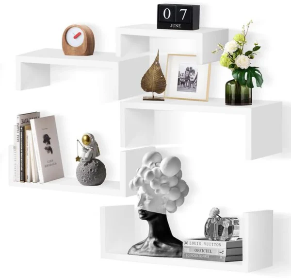 P-87213236853550-20260406082750.webp Unyqoos® Set van vijf zwevende wandplanken voor veelzijdige opslag en decoratie