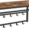 Unyqoos® Wandgemonteerde Kapstok met Plank en 10 Haken voor Diverse Ruimtes 80x30x42 cm