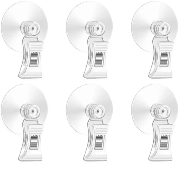 P-87213236872360-20260406121747.webp Unyqoos® Set van 6 Transparante Zuignapclips voor Diverse Toepassingen in Huis en Kantoor