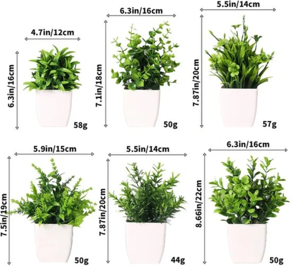 P-87213236897664-20260405140018.webp Unyqoos® Set van zes levensechte mini-kunstplanten met pot voor binnenhuisdecoratie
