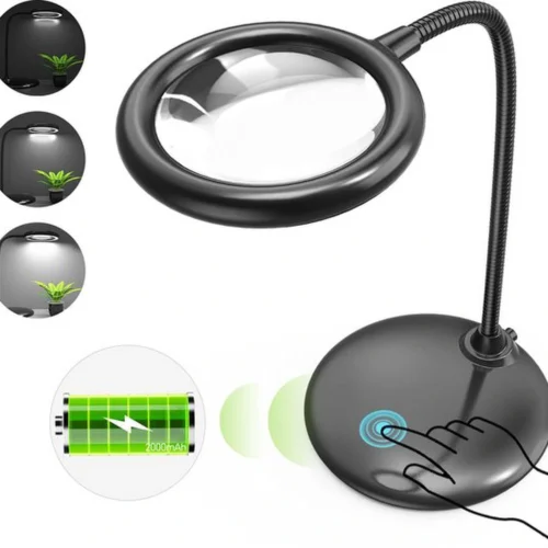 Unyqoos® Oplaadbare bureaulamp met vergrootglas en flexibele zwanenhals voor veelzijdig gebruik