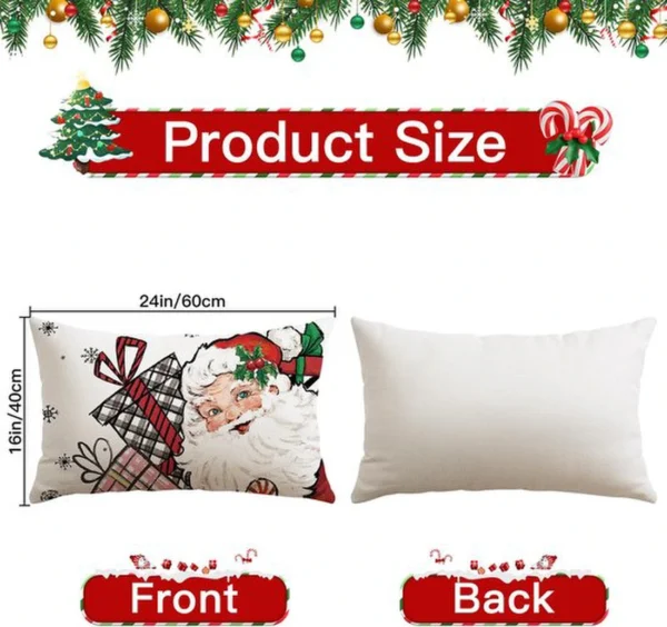 Unyqoos® Set van 4 decoratieve kerstkussenhoezen met sneeuwpop en kerstman motief