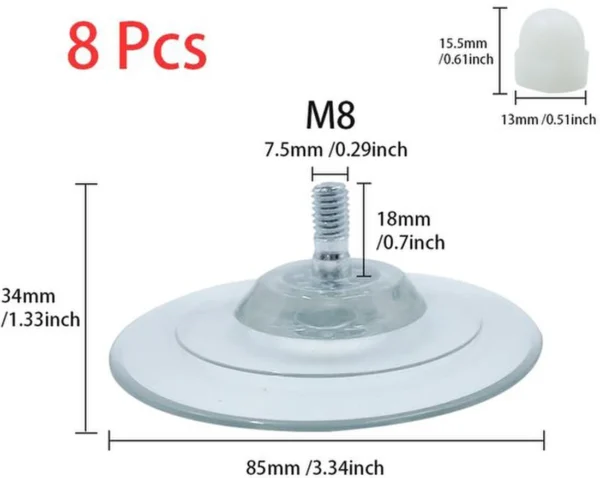 P-87213236977541-20260406115501.webp Unyqoos® Set van 8 schroefbare zuignappen voor gladde oppervlakken in huis en auto