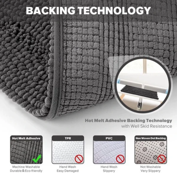 Unyqoos® Grijze microvezel badmat met antislip en hoog absorptievermogen voor badkamer
