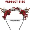 Unyqoos® Elegante kersthaarband met rendiergewei en bloem voor feestelijke gelegenheden