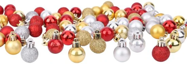 P-87213236992910-20260406092240.webp Unyqoos® Set van 96 decoratieve mini-kerstballen in rood, zilver en goud