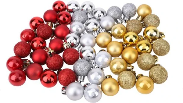 P-87213236992912-20260406092246.webp Unyqoos® Set van 96 decoratieve mini-kerstballen in rood, zilver en goud