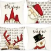 Unyqoos® Set van vier decoratieve kerstkussenslopen met hertmotief voor een feestelijke sfeer