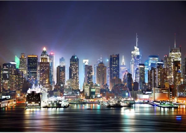 Unyqoos® Kleurrijk fotobehang met skyline van New York voor woonkamer en slaapkamer 352 x 250 cm