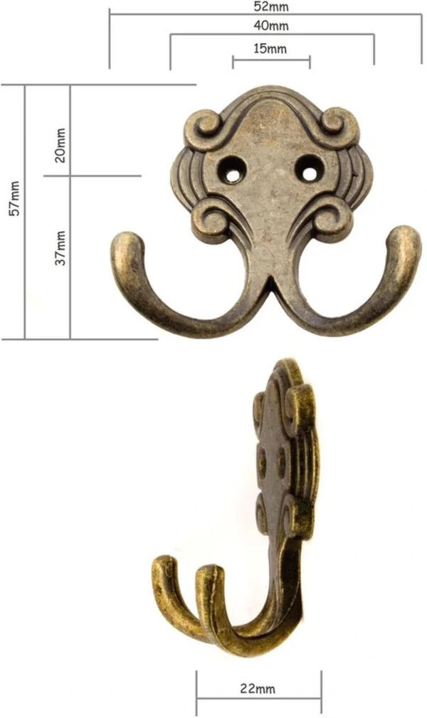P-87213237036531-20260406115656.webp Unyqoos® Set van zes antieke dubbele haken voor decoratieve en praktische ophanging