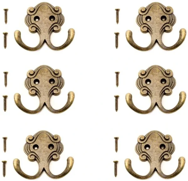 P-87213237036532-20260406115704.webp Unyqoos® Set van zes antieke dubbele haken voor decoratieve en praktische ophanging