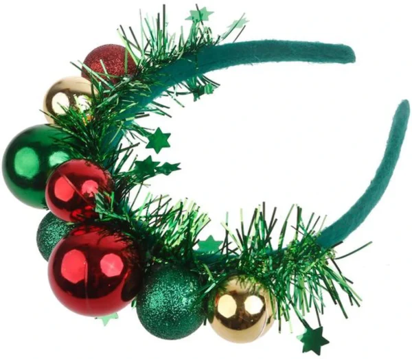 Unyqoos® Feestelijke haarband met kleurrijke ballen voor kerst en nieuwjaar