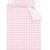 Unyqoos® Katoenen eenpersoons beddengoedset met ruit en streep in roze tinten
