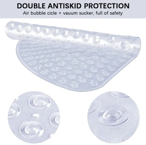 Unyqoos® Transparante antislip badkamerhoekmat met massage-effect en drainagegaten