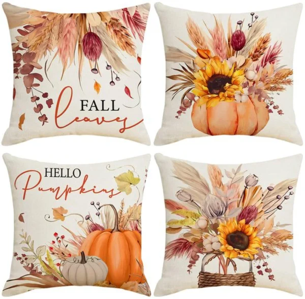 P-87213237046670-20260406113538.webp Unyqoos® Set van 4 decoratieve kussenslopen met herfstontwerp en pompoenprint