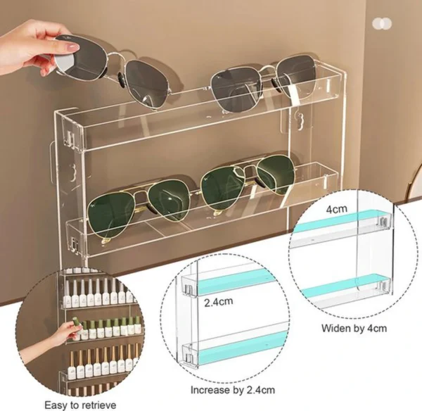 Unyqoos® Transparant acryl wandrek zonder boren voor efficiënte opbergruimte