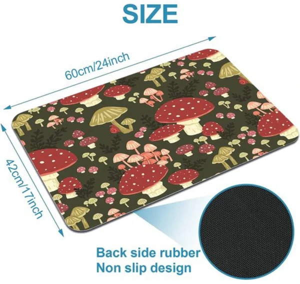 Unyqoos® Absorberende en Sneldrogende Antislip Badkamermat met Grappige Rode Paddenstoelen Motief, 42 x 60 cm