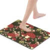 Unyqoos® Absorberende en Sneldrogende Antislip Badkamermat met Grappige Rode Paddenstoelen Motief, 42 x 60 cm