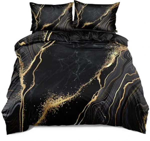 P-87213237071324-20260405104246.webp Unyqoos® Stijlvolle twee-delige beddengoedset met marmerpatroon voor eenpersoonsbed