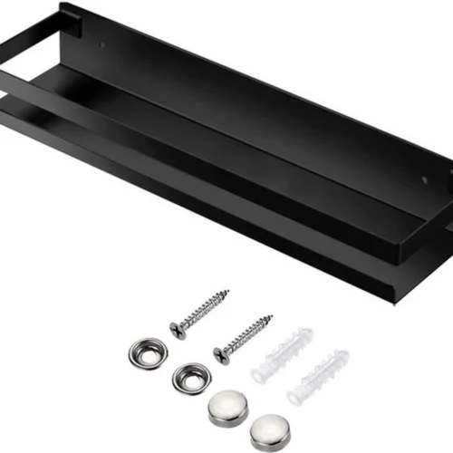 P-87213237081390-20260406082540.webp Unyqoos® Zwarte wandplanken van roestvrij metaal voor keuken en badkamer 40 cm