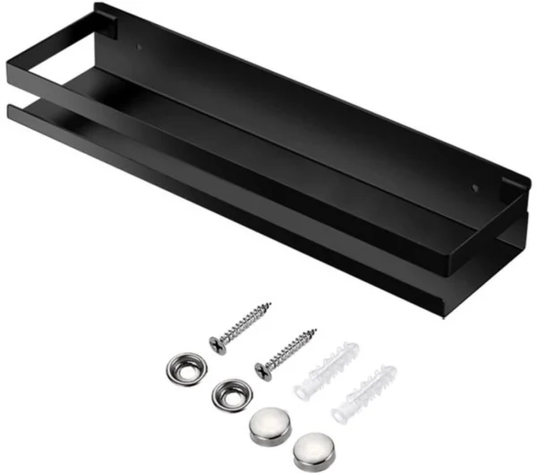 P-87213237081390-20260406082540.webp Unyqoos® Zwarte wandplanken van roestvrij metaal voor keuken en badkamer 40 cm
