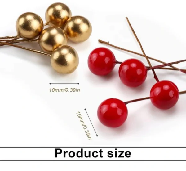 P-87213237086582-20260406092547.webp Unyqoos® Set van 200 kunstmatige bessen in goud en rood voor kerstdecoratie