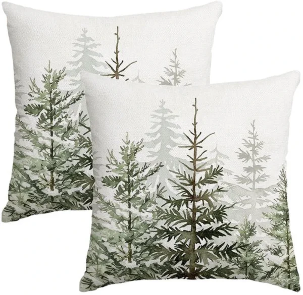 Unyqoos® Set van 2 decoratieve kerstkussenhoezen voor bank en interieurdecoratie