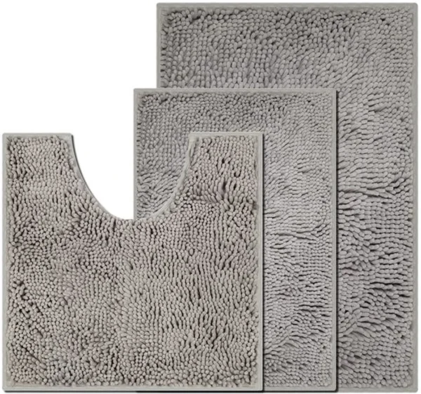 P-87213237116410-20260405135307.webp Unyqoos® Antislip Badkamermat Set van Drie Stuks - Zacht, Waterabsorberend, en Machinewasbaar in Lichtgrijs