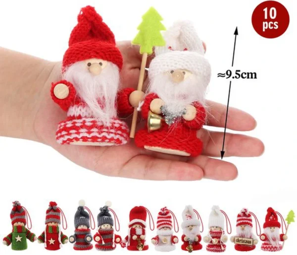 Unyqoos® 10-delige set van handgemaakte houten kerstkabouters voor feestelijke decoratie