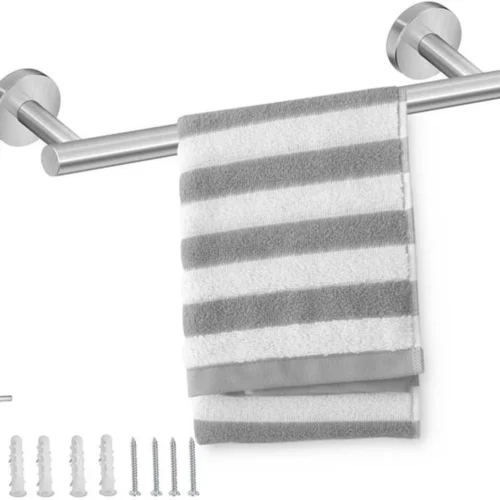 P-87213237121980-20260405184500.webp Unyqoos® Zilverkleurige roestvrijstalen handdoekhouder voor wandmontage met verborgen installatie, 40 cm