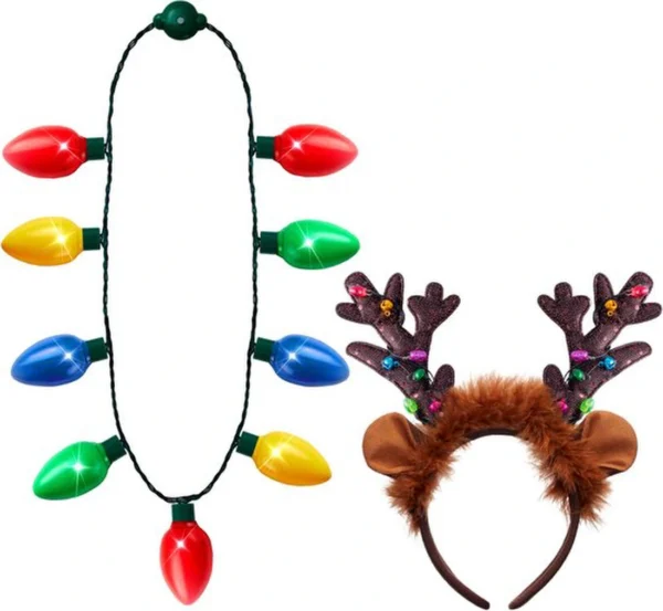 P-87213237138810-20260406092911.webp Unyqoos® Set van lichtgevende kerstketting en rendierhoofdband voor feestelijke outfits