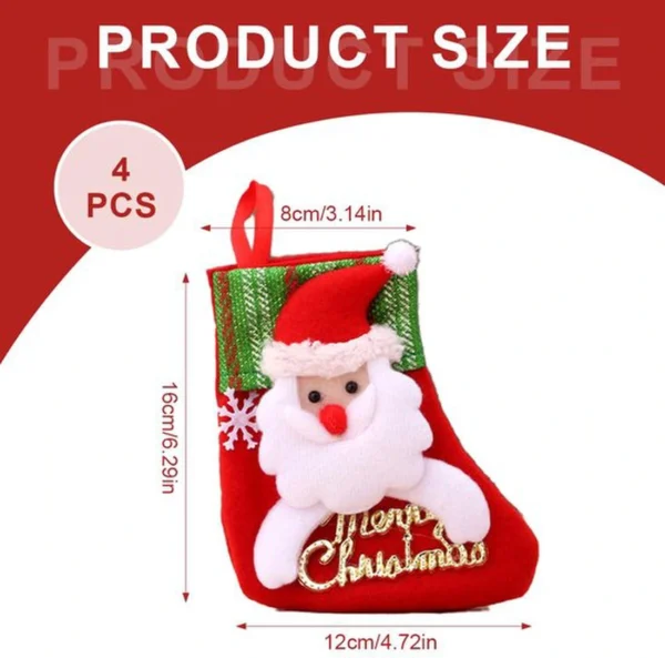 Unyqoos® Set van vier decoratieve kerstkousen voor feestelijke versiering en cadeaus