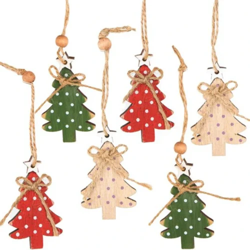 P-87213237152810-20260406093111.webp Unyqoos® Set van 6 decoratieve houten kerstboomhangers in diverse kleuren