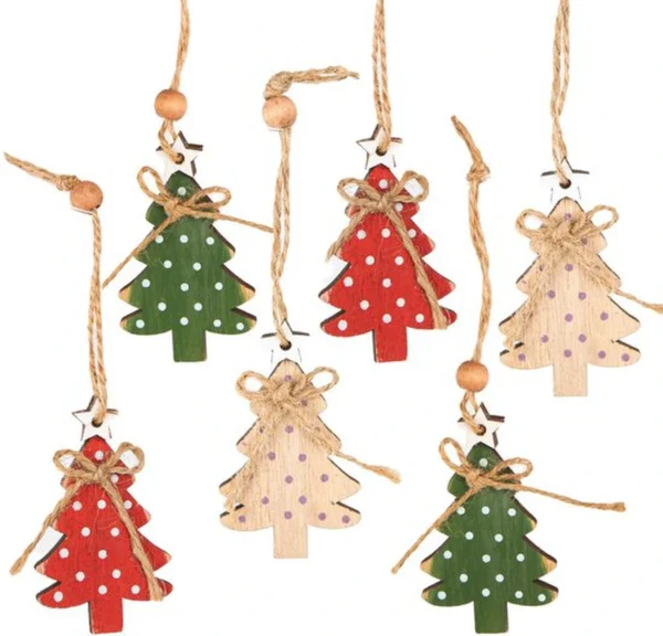 P-87213237152810-20260406093111.webp Unyqoos® Set van 6 decoratieve houten kerstboomhangers in diverse kleuren
