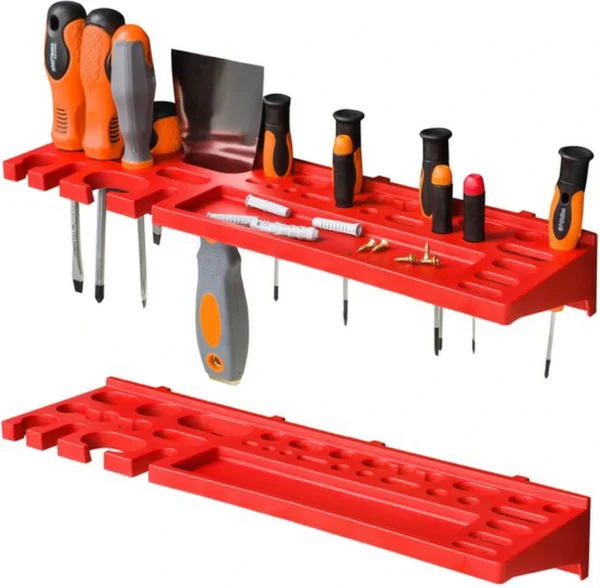 P-87213237176815-20260406081536.webp Unyqoos® Uitbreidbaar wandrek met gereedschapshouders en stevige kunststof opbergboxen