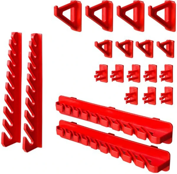 P-87213237176818-20260406081610.webp Unyqoos® Uitbreidbaar wandrek met gereedschapshouders en stevige kunststof opbergboxen