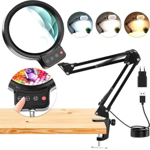 P-87213237212680-20260331100557.webp Unyqoos® Verstelbare LED-vergrootlamp met klem en 3 kleurmodi voor precisiewerk