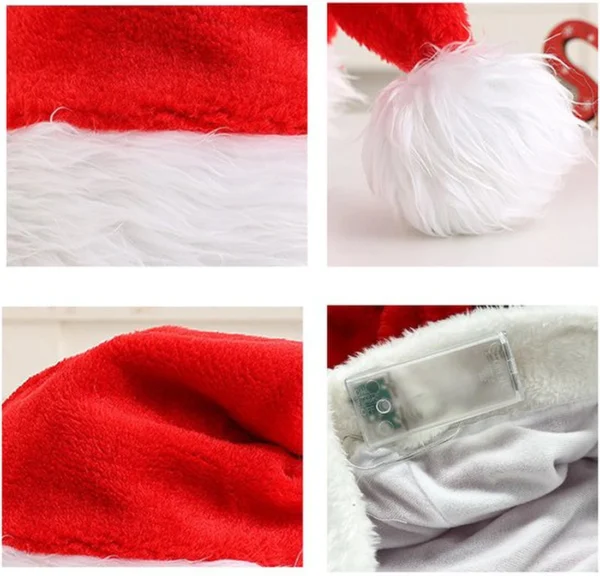 Unyqoos® Rode pluchen kerstmuts met LED-verlichting voor feestelijke gelegenheden